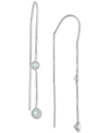 Giani Bernini Cubic Zirconia Bezel Threader Earrings In Sterling Silver, Created For Macy's In White
