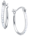 GIANI BERNINI CRYSTAL OVAL HOOP EARRINGS IN STERLING SILVER OR 14K GOLD-PLATED STERLING SILVER. AVAILABLE IN CLEAR