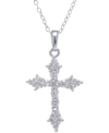 Giani Bernini Cubic Zirconia 18" Cross Pendant Necklace In Sterling Silver, Created For Macy's In Silver