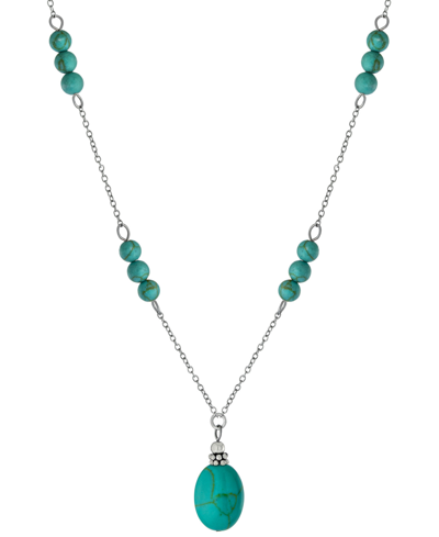 Giani Bernini Rose Quartz Bead 18" Pendant Necklace (5 Ct. T.w.) In Sterling Silver (also In Turquoise, Sodolite,
