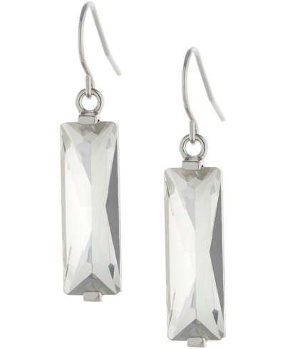 Giani Bernini Crystal Rectangle Drop Earrings In Sterling Silver, Created For Macy's In Clear