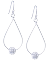 GIANI BERNINI PAVE CRYSTAL BALL ON AN OPEN TEAR DROP WIRE EARRINGS SET IN STERLING SILVER. AVAILABLE IN CLEAR OR G