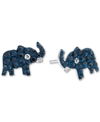 Giani Bernini Crystal Pave Elephant Stud Earrings In Sterling Silver, Created For Macy's In Blue