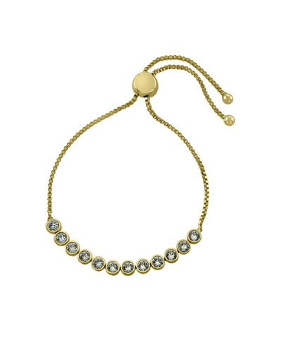 Macy's Women's Crystal Bezel Set Adjustable Bracelet In K Gold Plated Brass