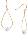 GIANI BERNINI PAVE CRYSTAL BALL ON AN OPEN TEAR DROP WIRE EARRINGS SET IN STERLING SILVER. AVAILABLE IN CLEAR OR G