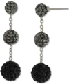Giani Bernini Crystal Graduated Ball Ombre Drop Earrings In Sterling Silver, Created For Macy's In Black