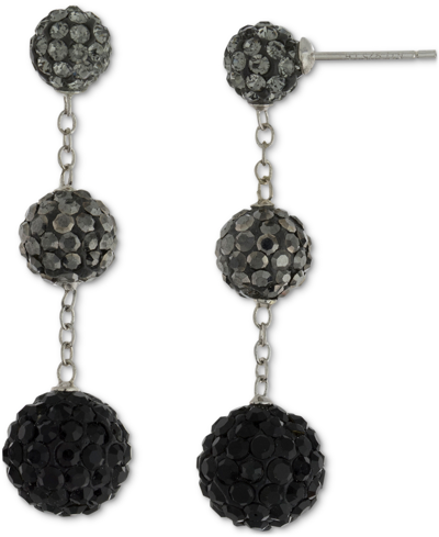 Giani Bernini Crystal Graduated Ball Ombre Drop Earrings In Sterling Silver, Created For Macy's In Black Multi
