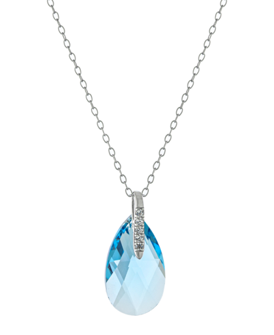 Giani Bernini Fine Crystal And Cubic Zirconia 18" Teardrop Pendant In Sterling Silver In Light Aqua