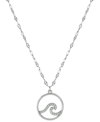 GIANI BERNINI CUBIC ZIRCONIA WAVE PENDANT NECKLACE IN STERLING SILVER, 16" + 2" EXTENDER, CREATED FOR MACY'S