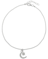 Giani Bernini Cubic Zirconia Moon & Star Charm Ankle Bracelet In Sterling Silver, Created For Macy's In Silver
