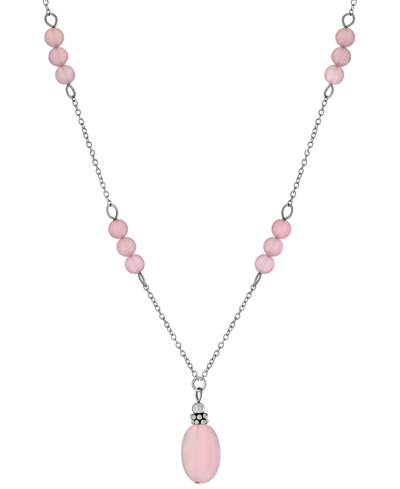 Giani Bernini Rose Quartz Bead 18" Pendant Necklace (5 Ct. T.w.) In Sterling Silver (also In Turquoise, Sodolite,