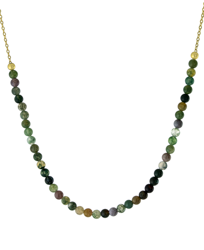 Giani Bernini Green Agate Beaded Collar Necklace In Sterling Silver, 16" + 2" Extender, (also In Rose Quartz, Jasp In Jasper