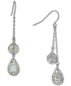 Giani Bernini Crystal Double Chain Drop Earrings, Created For Macy's In Silver