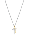 Giani Bernini Cubic Zirconia Double Cross Pendant Necklace In Sterling Silver & Gold-plate, 16" + 2" Extender, Cre In Silver