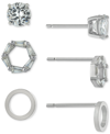Giani Bernini 3-pc. Cubic Zirconia Stud Earrings In Sterling Silver, Created For Macy's In Silver