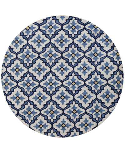 Kas Harbor Mosaic 7'6" Indoor/outdoor Round Area Rug In White