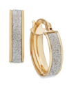 Italian Gold Glitter Hoop Earrings In 14k Rose Gold, White Gold Or Gold In Gold