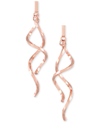 Italian Gold Twisty Bar Drop Earrings In 14k Rose Gold In Pink
