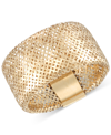 Italian Gold Openwork Mesh Stretch Ring In 14k Gold, Made In Italy In Yellow