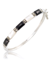 Macy's Marcasite And Onyx And Mother Of Pearl Bangle In Sterling Silver In Multi