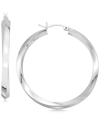 Macy's Polished Twist Hoop Earrings In 14k Gold Over Silver Or 14k White Gold Over Silver In White
