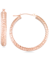 Macy's Textured Hoop Earrings In 10k Yellow Gold, Rose Gold Or White Gold In Gold