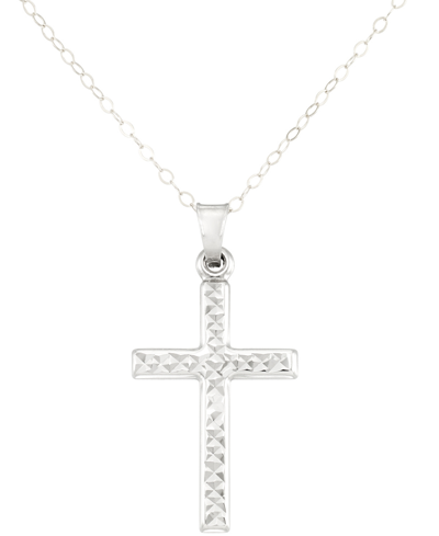 Macy's Textured Cross 18" Pendant Necklace In White Gold