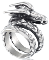 Andrew Charles By Andy Hilfiger Men's Dragon Coil Ring In Stainless Steel