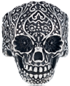 ANDREW CHARLES BY ANDY HILFIGER ANDREW CHARLES BY ANDY HILFIGER MEN'S ORNAMENTAL SKULL RING IN OXIDIZED STAINLESS STEEL