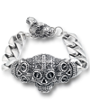 ANDREW CHARLES BY ANDY HILFIGER ANDREW CHARLES BY ANDY HILFIGER MEN'S ORNAMENTAL SKULL CURB LINK BRACELET IN STAINLESS STEEL