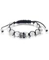 ANDREW CHARLES BY ANDY HILFIGER ANDREW CHARLES BY ANDY HILFIGER MEN'S ONYX BEAD SKULL BOLO BRACELET IN STAINLESS STEEL (ALSO IN TIGE