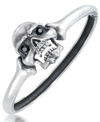 Andrew Charles By Andy Hilfiger Men's Black Cubic Zirconia Skull Bangle Bracelet In Stainless Steel