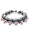 ANDREW CHARLES BY ANDY HILFIGER ANDREW CHARLES BY ANDY HILFIGER MEN'S ENAMEL SKULL BRACELET IN STAINLESS STEEL