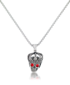 Andrew Charles By Andy Hilfiger Men's Red Cubic Zirconia King Skull 24" Pendant Necklace In Stainless Steel