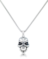 Andrew Charles By Andy Hilfiger Men's Black Cubic Zirconia Skull 24" Pendant Necklace In Stainless Steel
