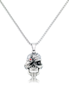 Andrew Charles By Andy Hilfiger Men's Cubic Zirconia Pirate Skull 24" Pendant Necklace In Stainless Steel