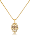 Andrew Charles By Andy Hilfiger Men's Cubic Zirconia Signature Skull 24" Pendant Necklace In Black Ion-plated Stainless Steel (also In Gold