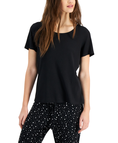 Jenni Solid Ribbed Sleep Top, Created For Macy's In Black