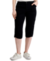 Style & Co Petite Mid-rise Split-hem Capri Pants, Created For Macy's In Black