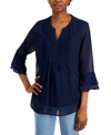 CHARTER CLUB WOMEN'S TEXTURED PINTUCK TOP, CREATED FOR MACY'S