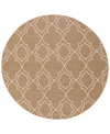 Surya Alfresco Alf-9587 Camel 7'3" Round Area Rug, Indoor/outdoor In Tan/beige
