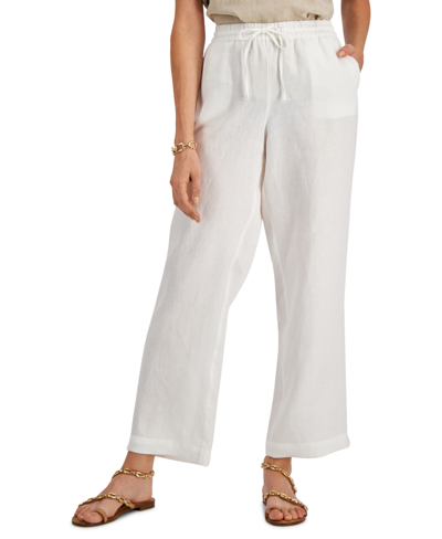 Charter Club Women's 100% Linen Drawstring-waist Pants, Created For Macy's In Flax