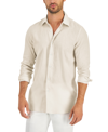 Club Room Men's 100% Linen Shirt, Created For Macy's In Tan/beige