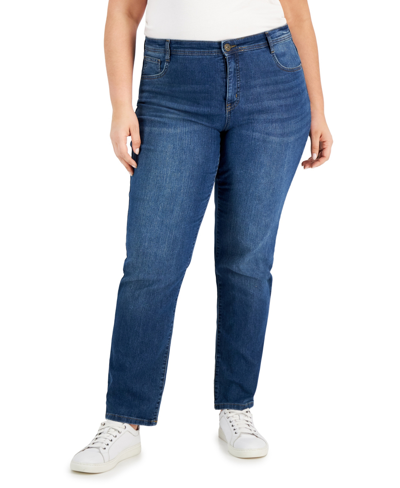 Style & Co Plus Size High-rise Slim-leg Jeans, Created For Macy's In Blue