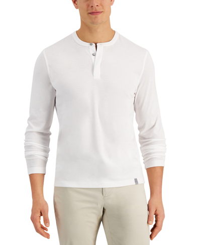Alfani Men's Alfatech Solid Henley, Created For Macy's In Bright White
