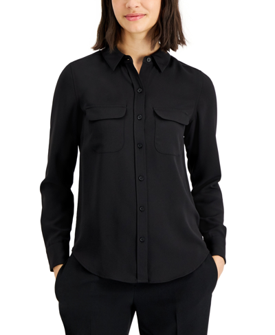 Alfani Women's Button-front Shirt, Created For Macy's In Black