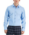 Alfani Men's Regular Fit 2-way Stretch Stain Resistant Dress Shirt, Created For Macy's In Blue