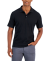 Alfani Men's Stretch Textured Stripe Jacquard Polo Shirt, Created For Macy's In Black