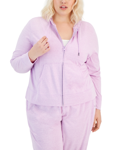 Id Ideology Plus Size Full-zip Hooded Jacket, Created For Macy's In Purple