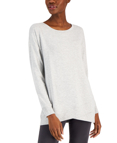 Id Ideology Women's French Terry Long-sleeve Tunic Top, Created For Macy's In Grey Whisper Htr